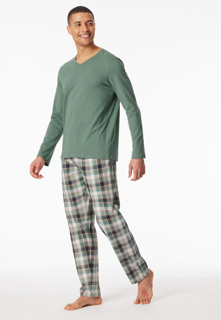 Shirt langarm V-Ausschnitt grün - Mix+Relax