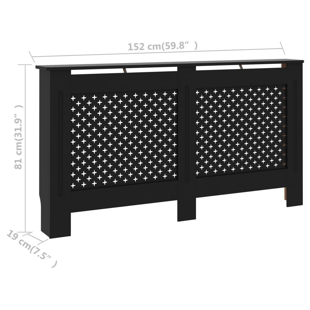 vidaXL Heizkörper-Wäschetrockner Heizkörperverkleidung Schwarz 152 x 19 x 81 cm MDF