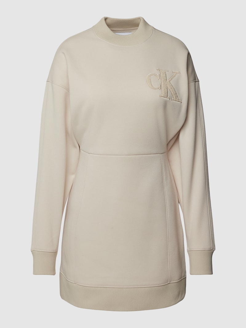 Sweatkleid mit Label-Detail Modell 'CHENILLE' in beige