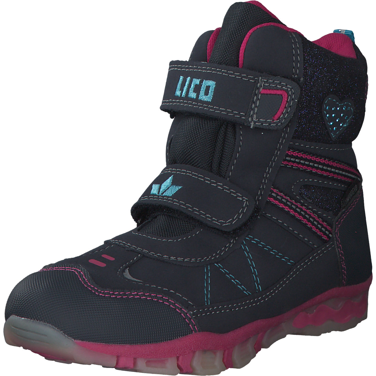 Geka Glitter V Blinky, Stiefel (Kinder), Kinder, marine/türkis/pink