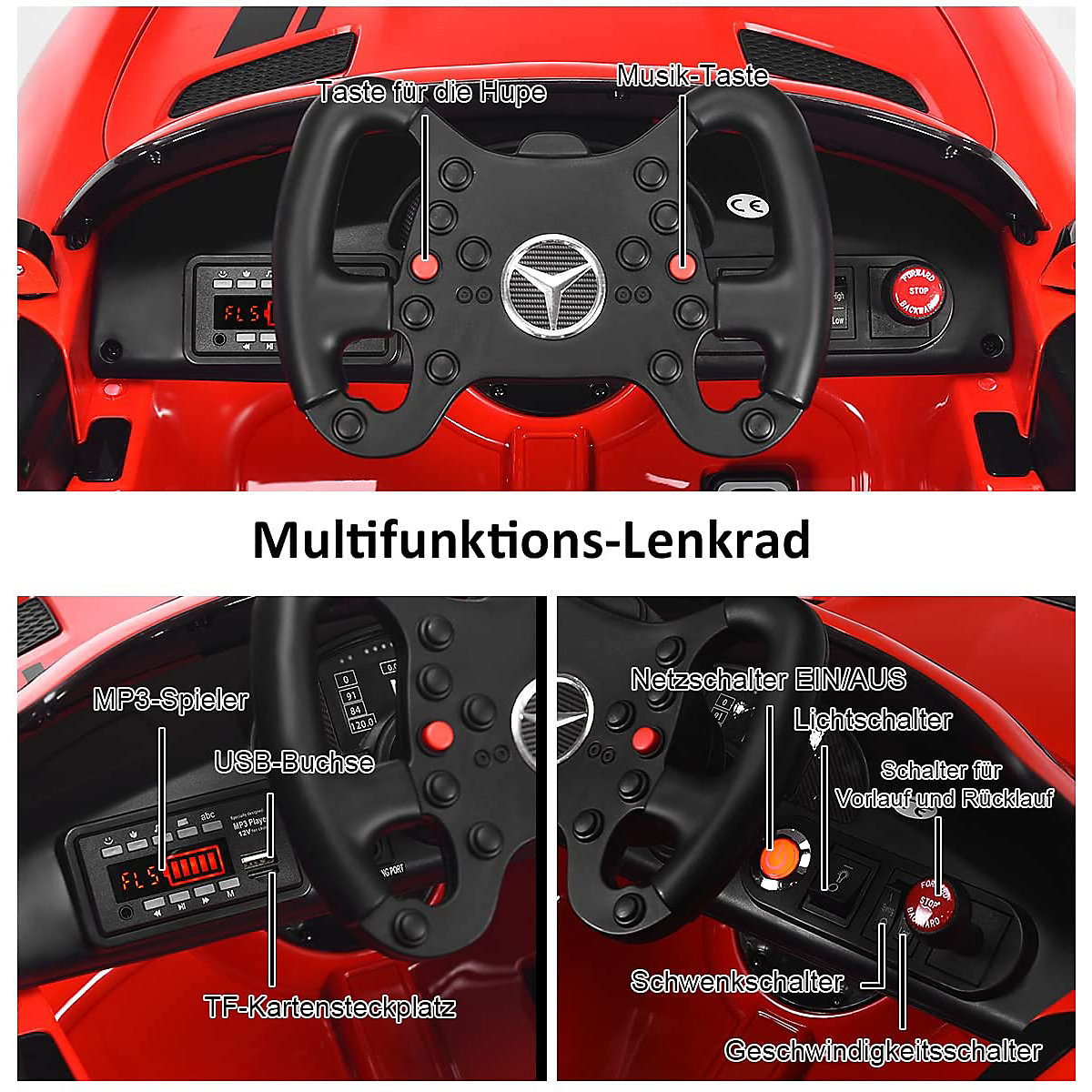Elektroauto Mercedes AMG GT4 mit Schaukelpferd-Funktion