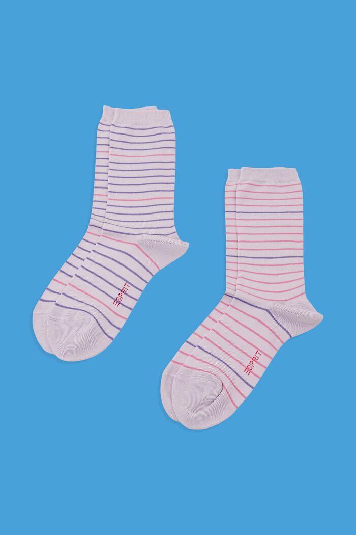 2er-Set gestreifte Socken, Bio-Baumwolle