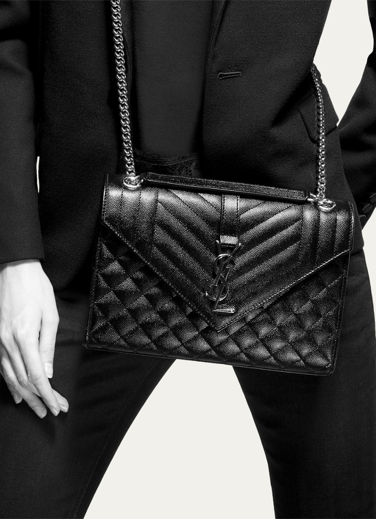 Μεσαία τσάντα ώμου Saint Laurent Envelope από δέρμα μοσχαριού