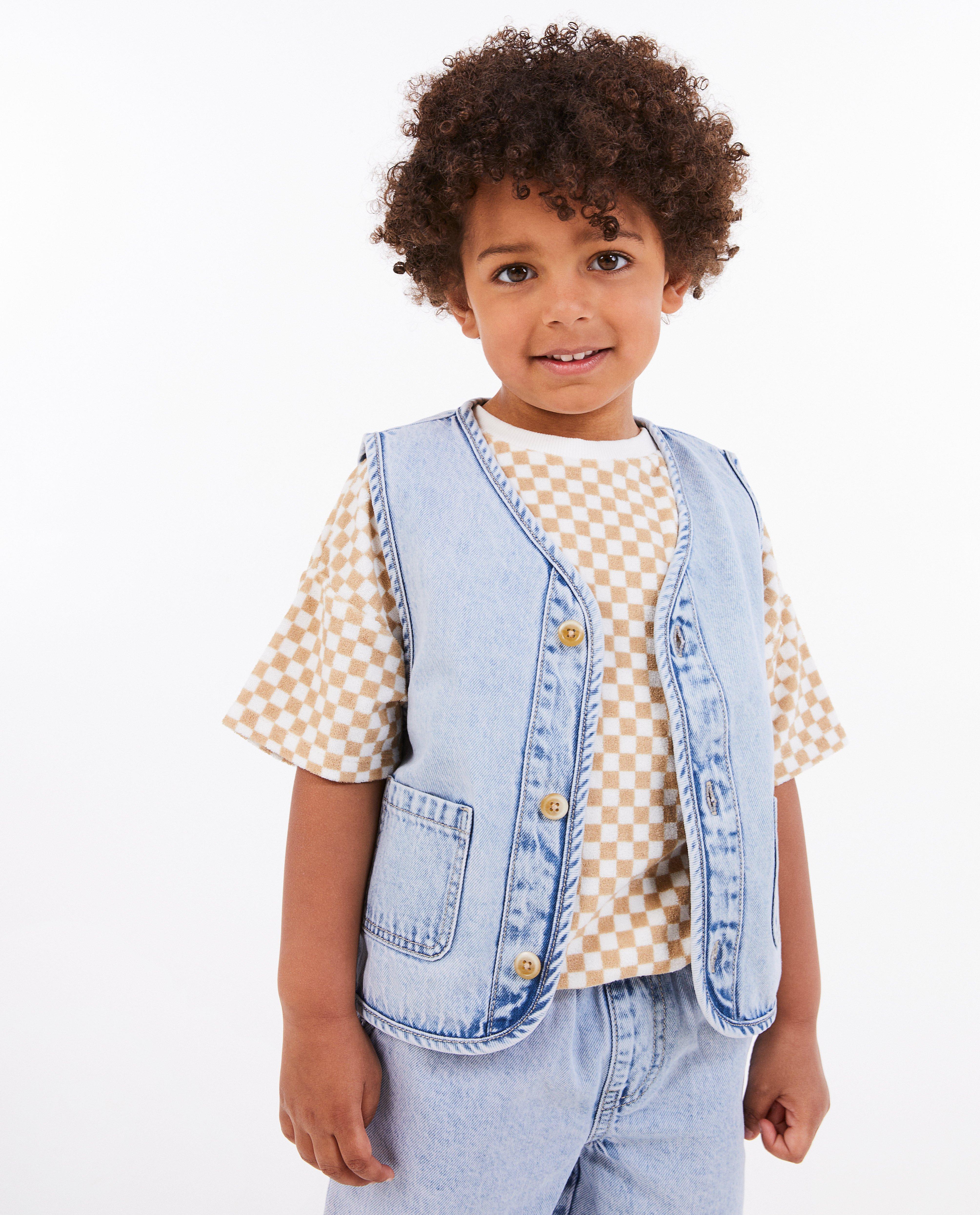 Vestă din denim unisex Nanja Massy, 3-8 ani, albastru deschis