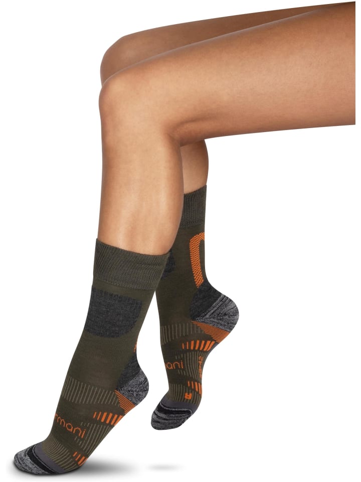 normani 2 Merino Trekking Socken mit Frotteesohle in Oliv günstig kaufen