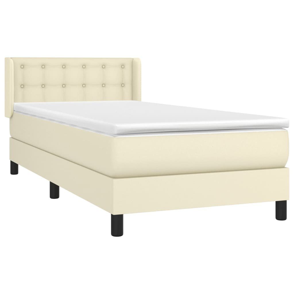 vidaXL Bett Boxspringbett mit Matratze Creme 80x200 cm Kunstleder