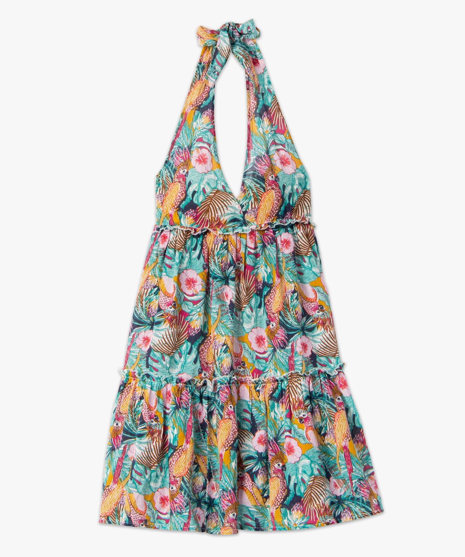 Robe de plage femme à volants imprime | GEMO