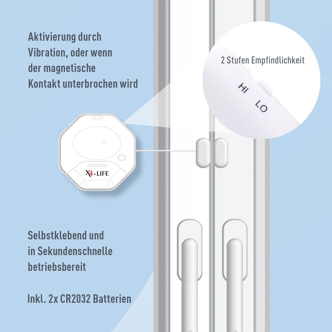 X4-Life Security Glasbruch- und Öffnungs-Alarm