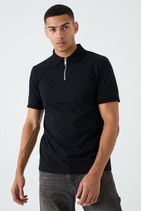 Slim 1/4 Zip Pique Golf Polo