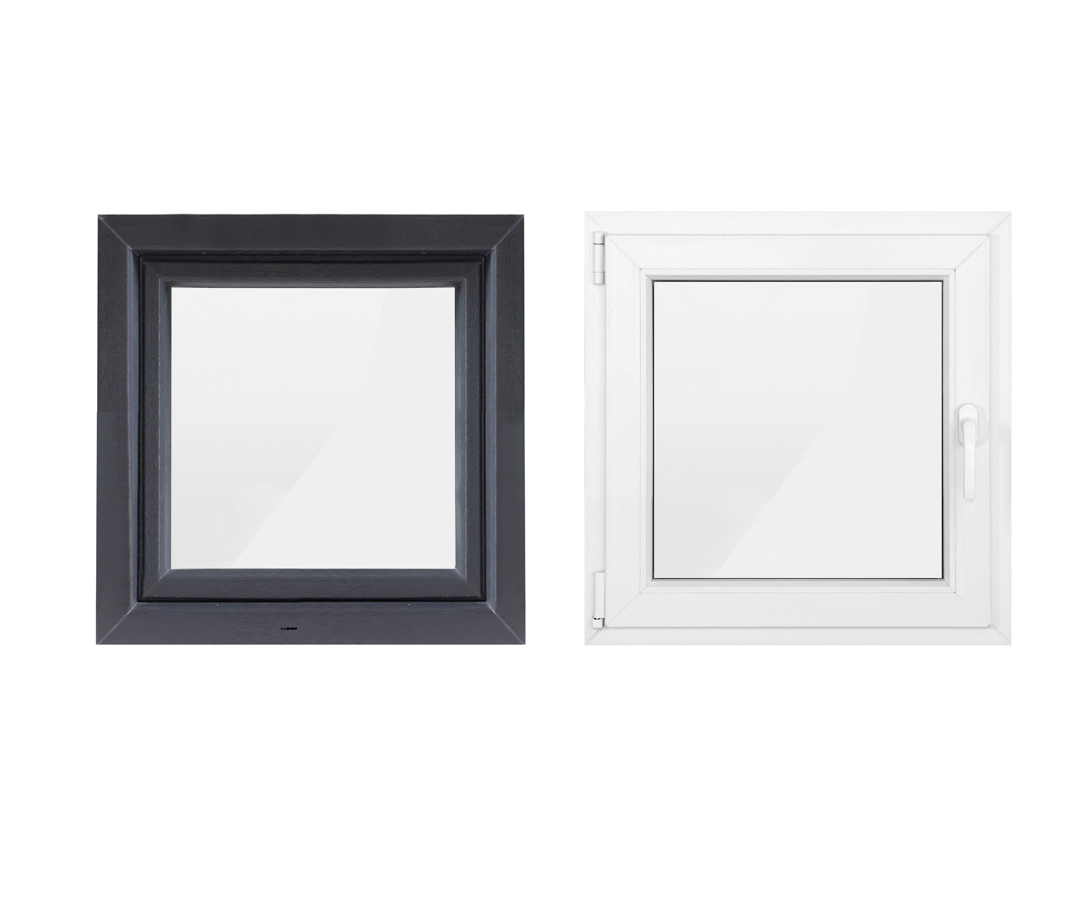 SN DECO GROUP Kellerfenster 1 Flügel, 600x600, außen anthrazit/innen weiß, 70 mm Profil, (Set), RC2 Sicherheitsbeschlag, Hochwertiges 5-Kammer-Profil