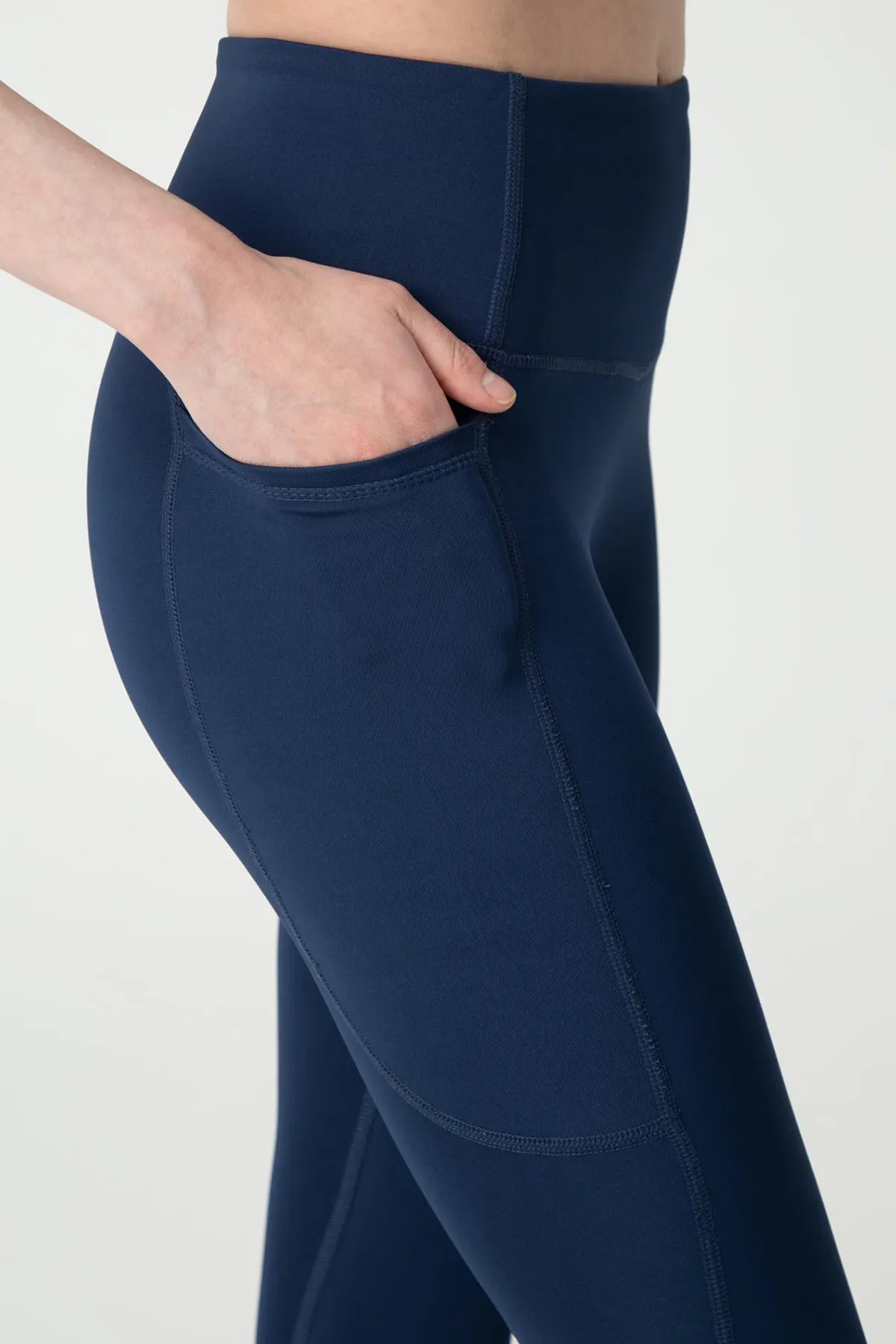 LOS OJOS  Marineblaue Mono-Sportleggings mit hoher Taille und doppelten Taschen