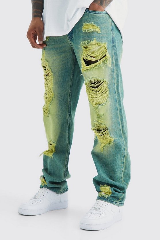 Lockere getönte Jeans mit Rissen