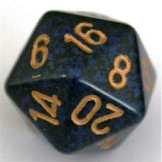 Speckled Golden Cobalt 34mm d20 Dice