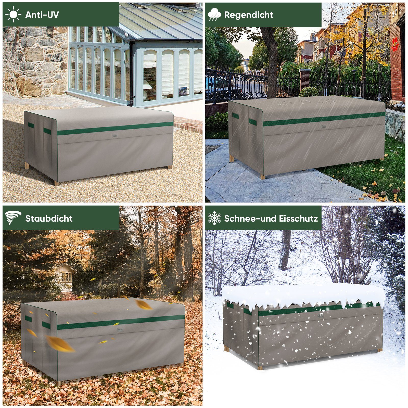 Sekey Gartenmöbel-Schutzhülle Gartenmöbel Abdeckungen Wasserdicht, aus 210D Oxford, Abdeckungen, Geeignet für 123 x 60 x 74 cm Poly Rattan