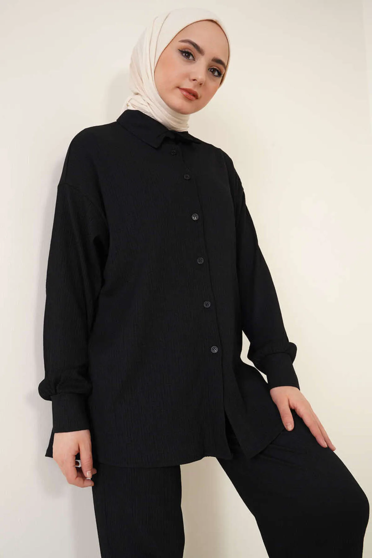Bigdart  T5858 Gestricktes Hijab-Doppelset – Schwarz