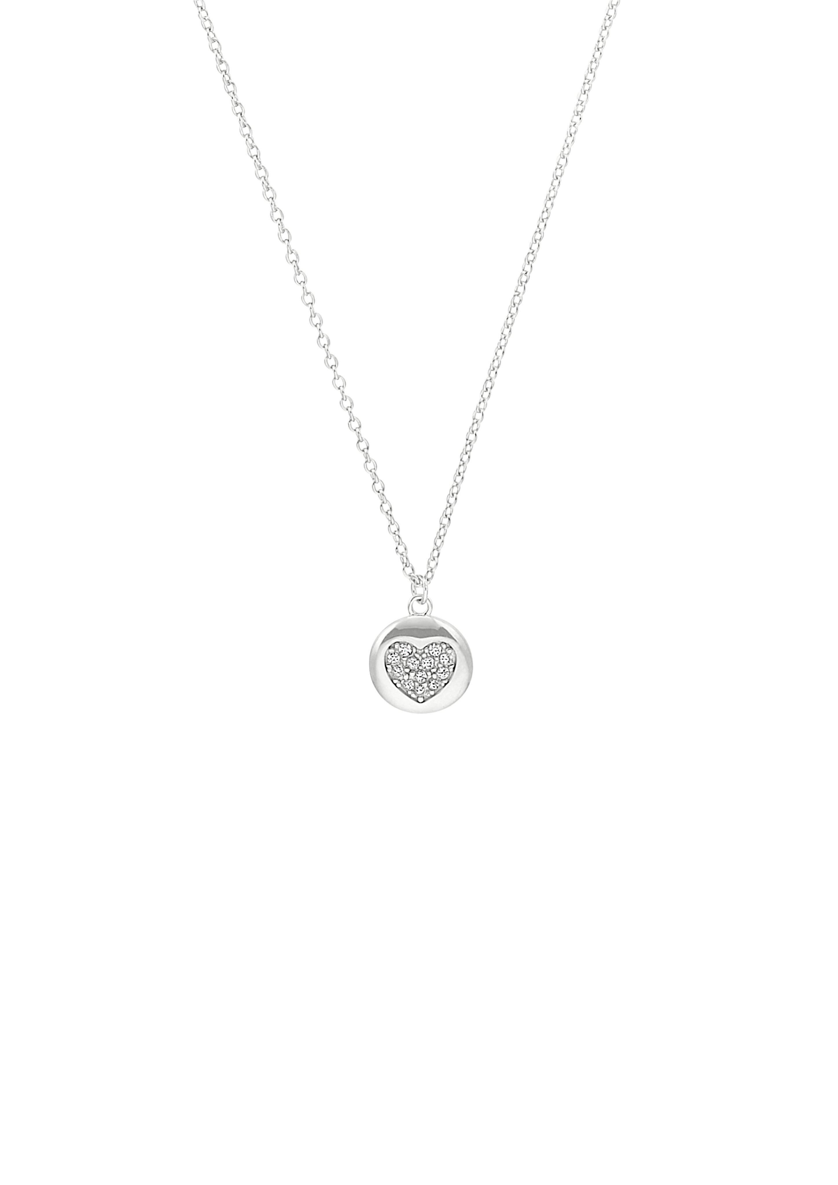 Silber-Halsskette mit kreisrundem Herz-Anhänger  6009584-92E0