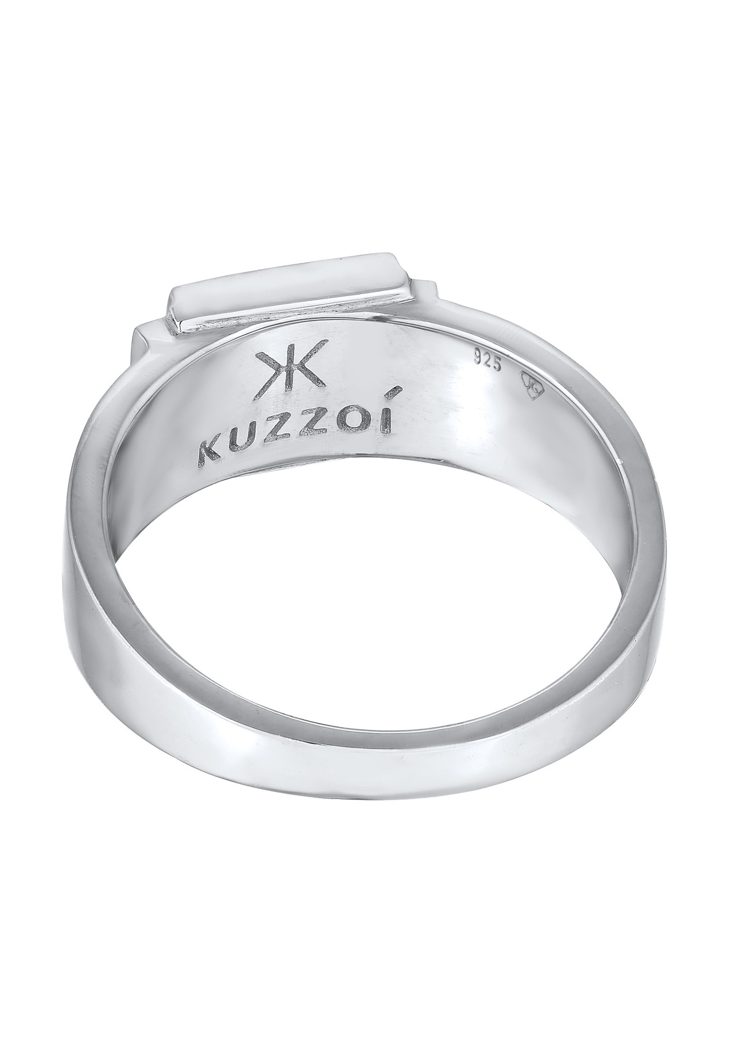 Sigillo quadrato opaco da uomo KUZZOI in argento sterling 925 ossidato