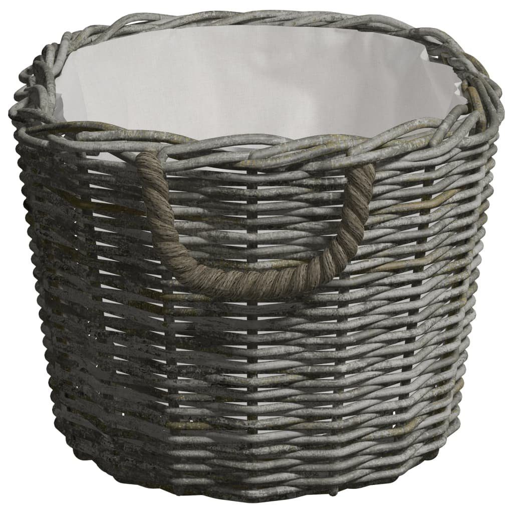 vidaXL Kaminholzregal Holzkorb mit Tragegriffen 60x40x28 cm Grau Weide, BxTxH:60x40x28 cm