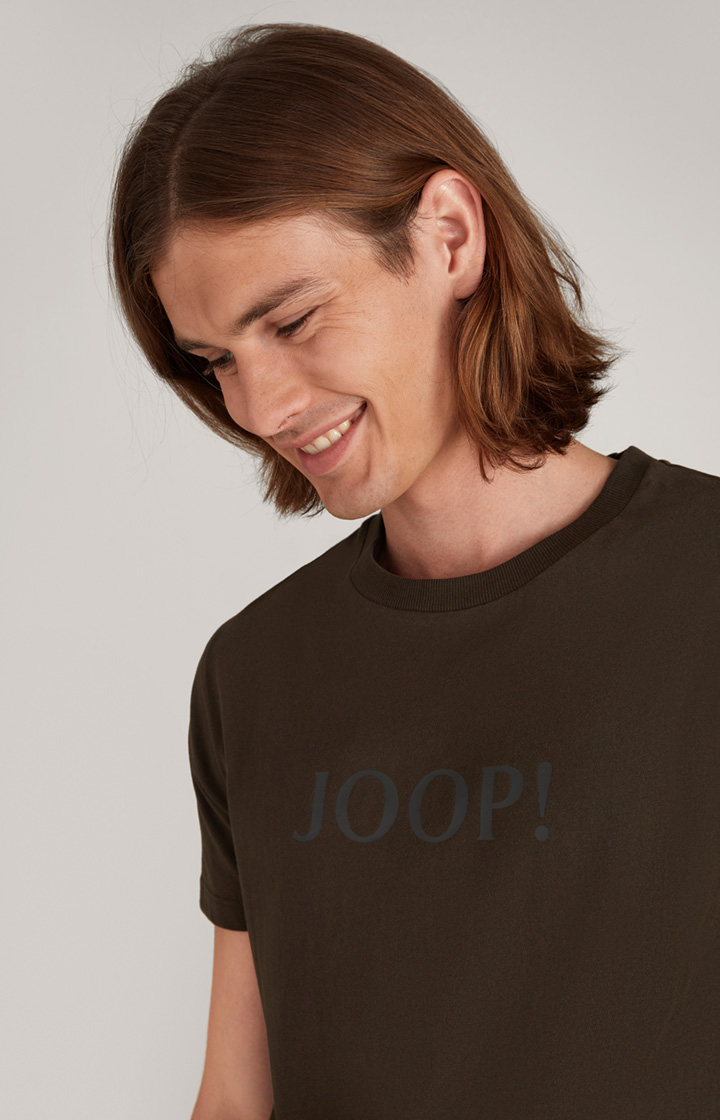 Loungewear T-Shirt in Dunkelgrün-Braun