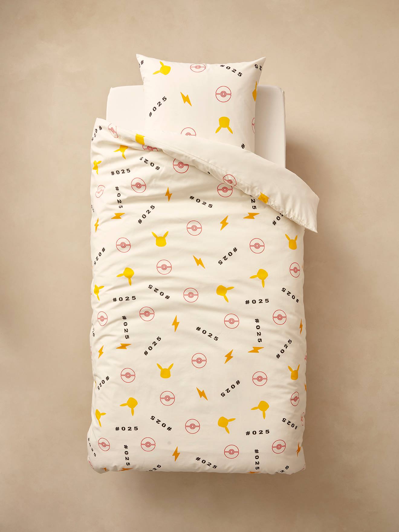Parure housse de couette + taie d'oreiller enfant Pokemon® Voltage blanc