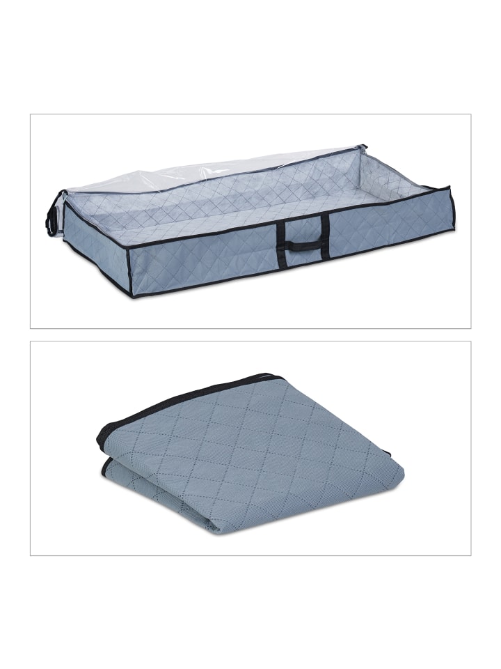 relaxdays 2 x Unterbettkommode in Grau/ Transparent - (B)100 x (H)14 x (T)50 cm günstig kaufen onesize