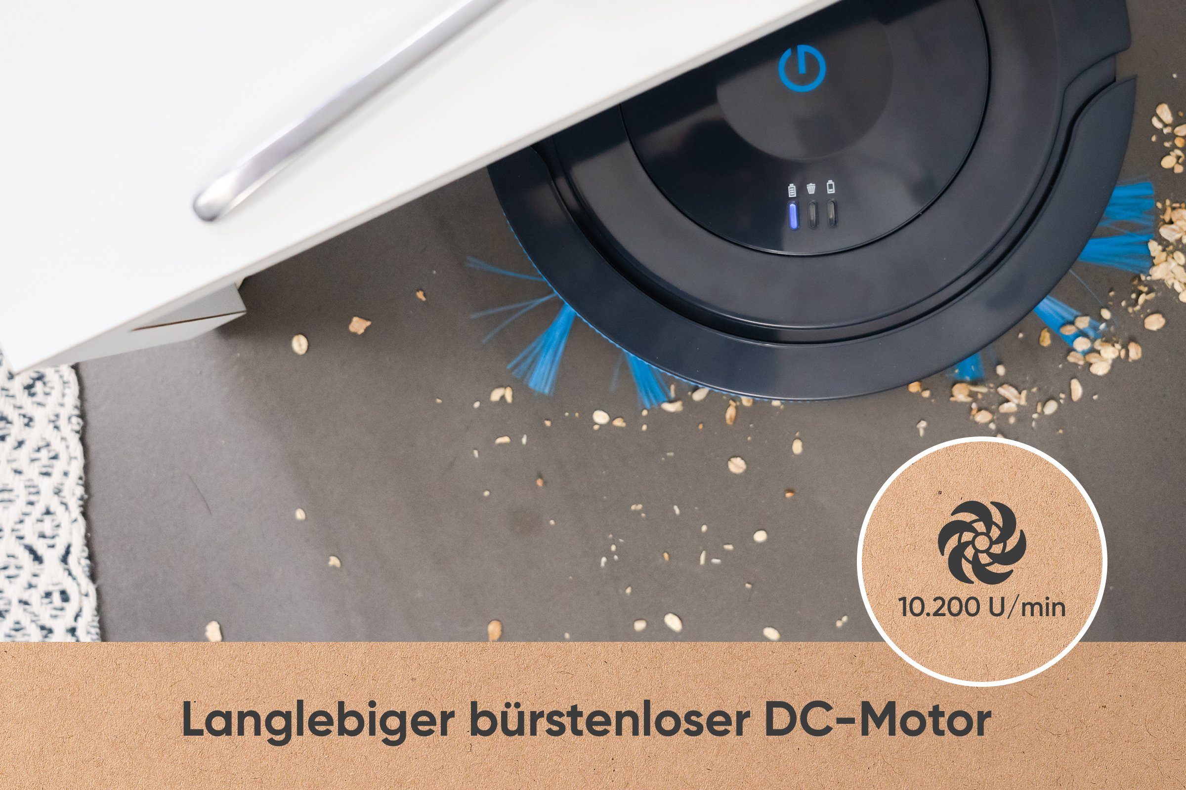 hoogo Saugroboter R2, 27 W, beutellos, 130m², einfache Pflege & Bedienung, sehr flach, extra leise