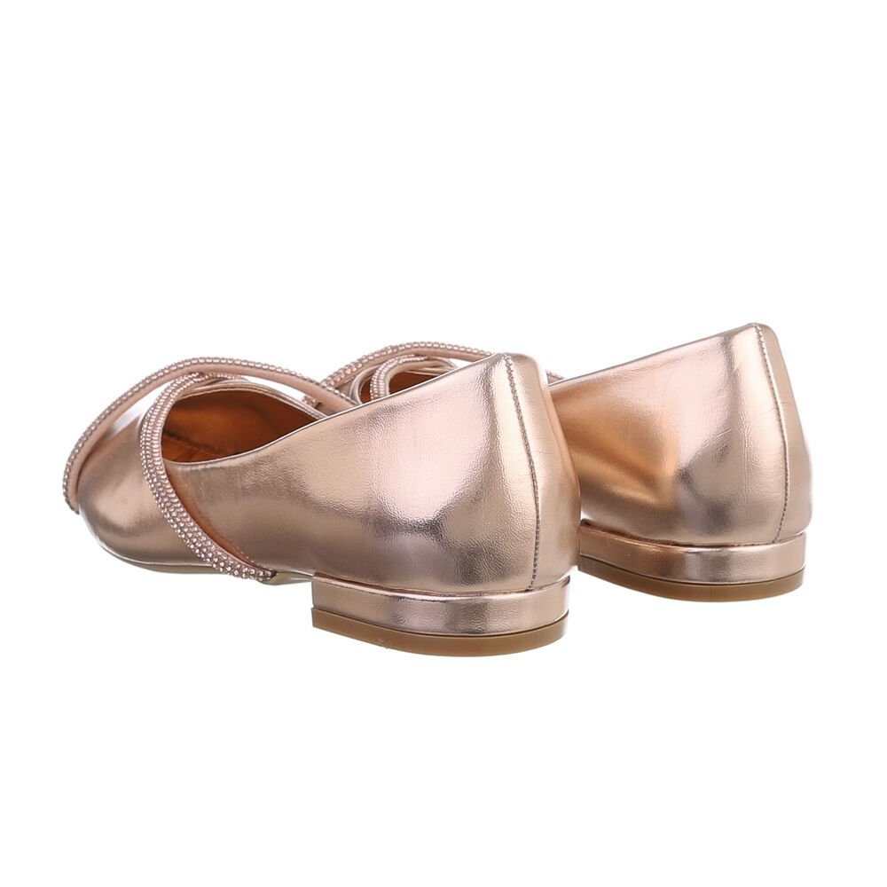 Ital-Design Damen Schlupfschuhe Party & Clubwear Ballerina Blockabsatz Klassische Ballerinas in Roségold