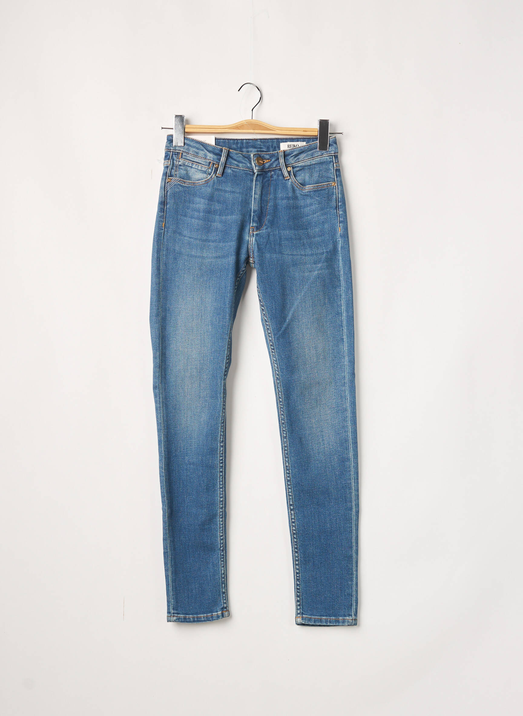 Reiko Jeans Coupe Slim Femme couleur bleu