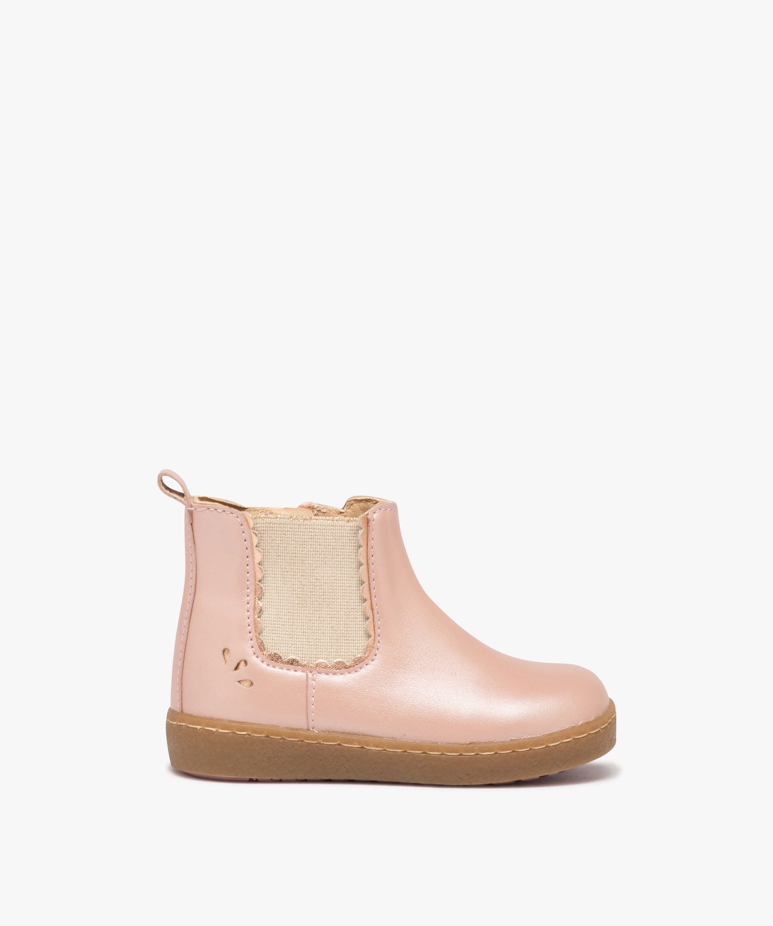 Boots fille en cuir uni style Chelsea - NA! rose | GEMO