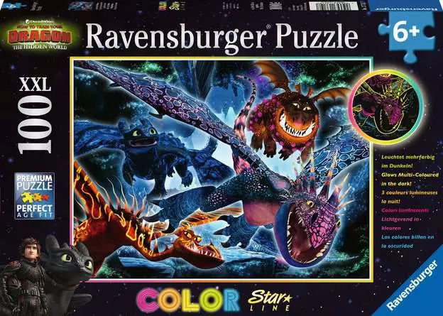 Kinderpuzzle ab 6 Jahren - Leuchtende Dragons - 100 Teile
