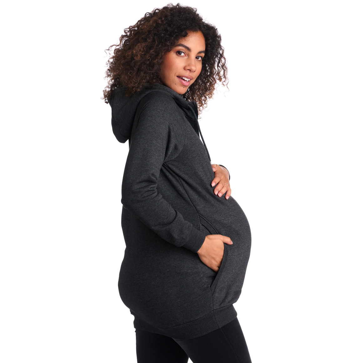 Damen Umstands-Sweatjacke mit Kapuze