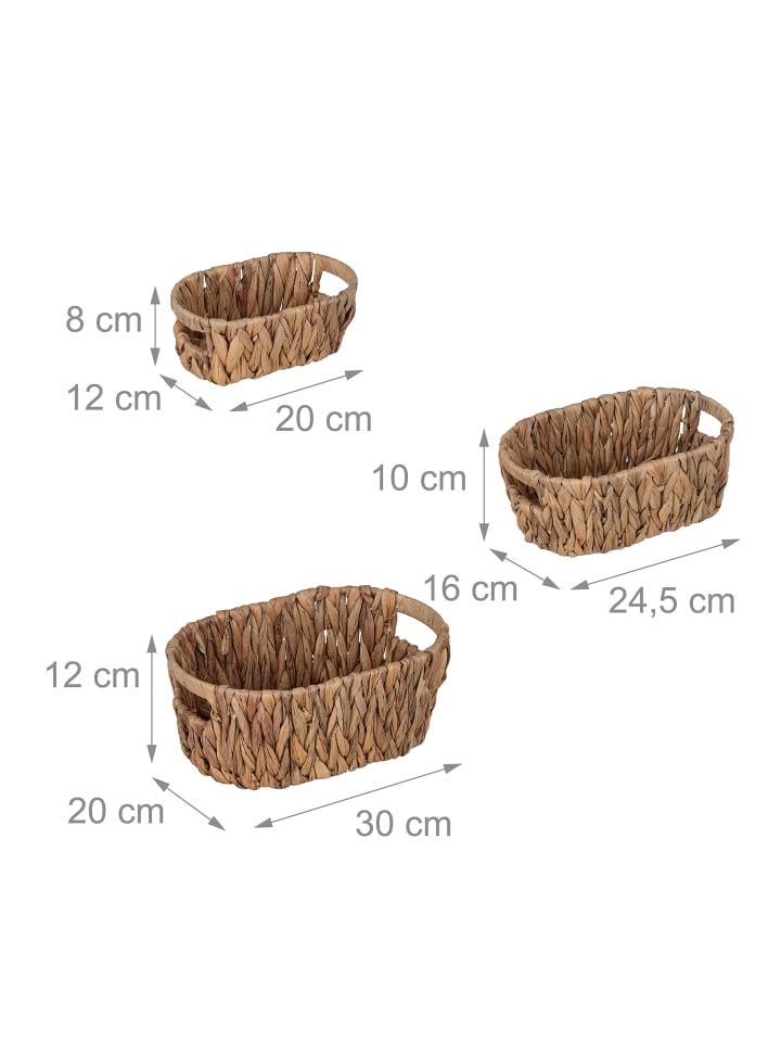 relaxdays 3tlg. Aufbewahrungskorb Set in Natur günstig kaufen onesize