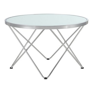 en.casa Couchtisch, Nikkeby Beistelltisch 80x50cm rund Metall Glas Milchglasoptik