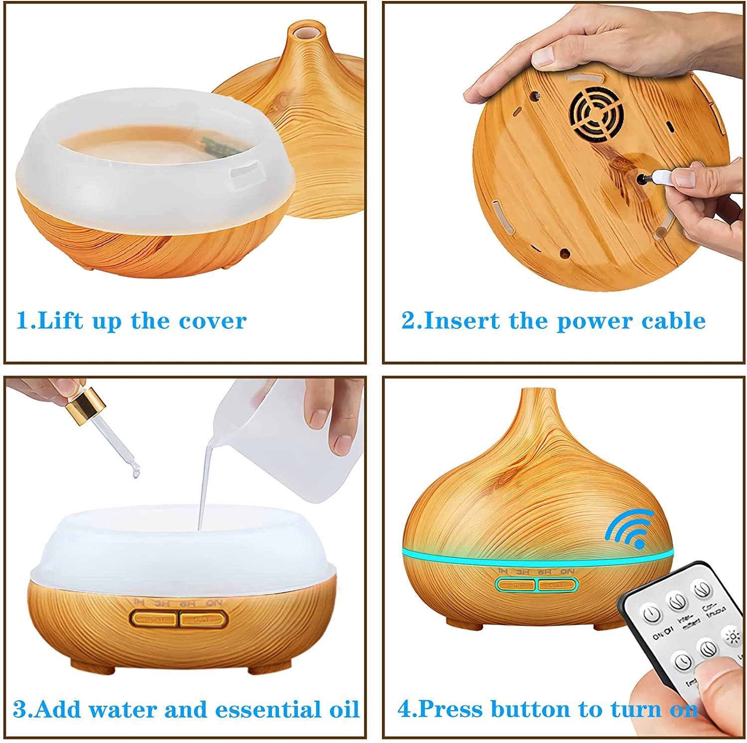 IBETTER Diffuser Aroma Diffuser, 550ml, Aroma Ultraschall-Vernebler, 550,00 l Wassertank, Aroma sparsamen Ultraschall-Vernebler in kleine Duftspender verwandeln