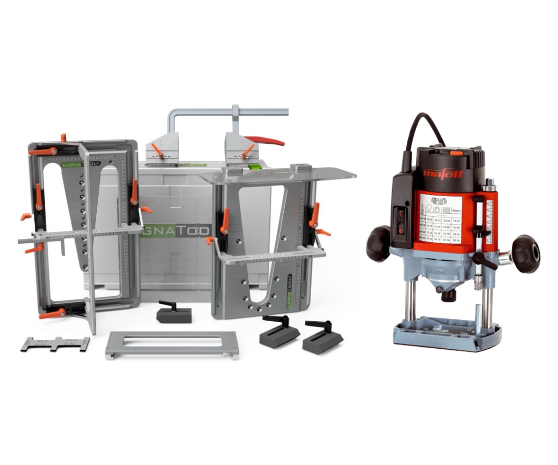 Lignatool LT080CFLO65 Schwalbenschwanz-Frässchablonen-Set Komfortpaket + LO65 EC MidiMax Oberfräse