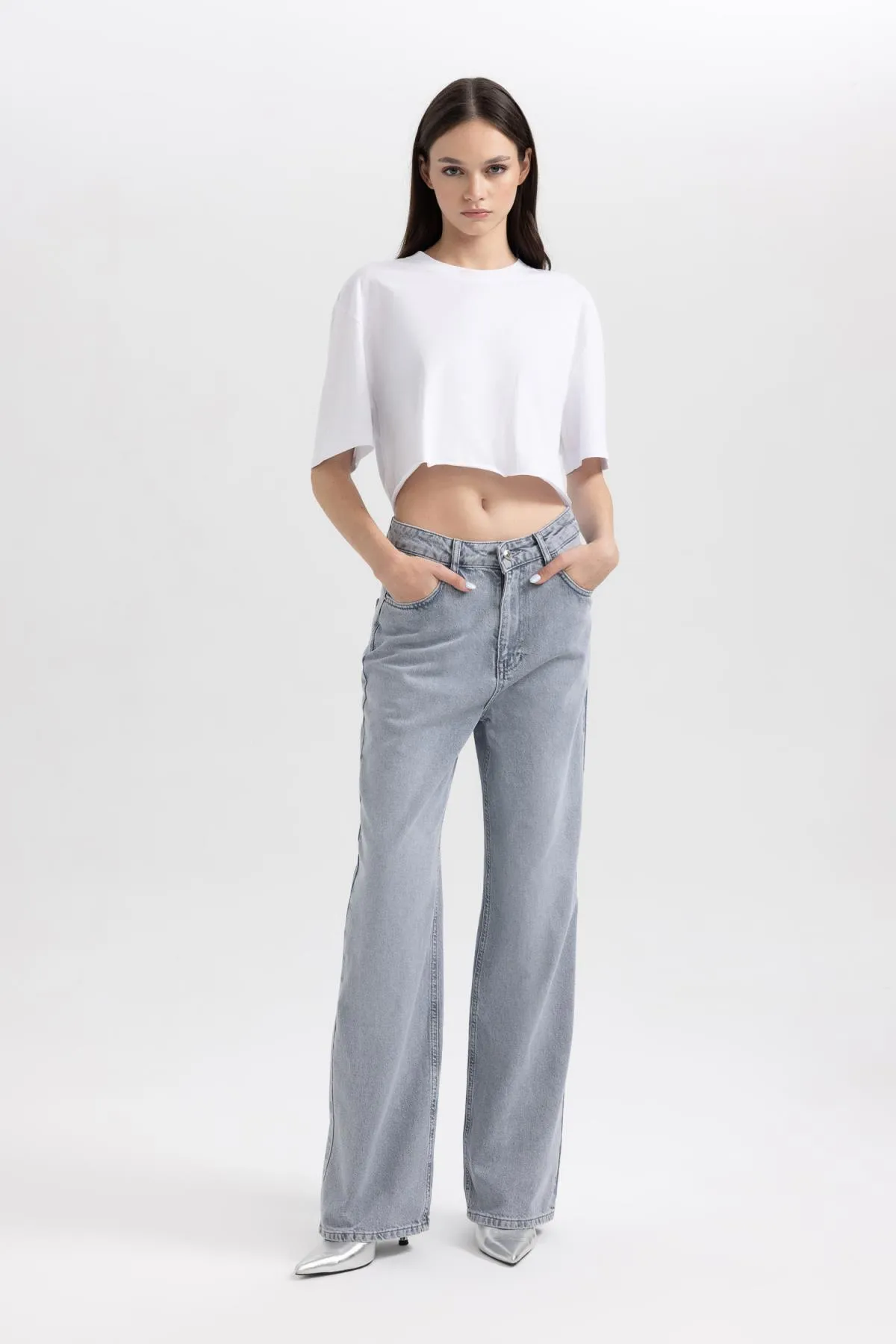 DeFacto  90er-Jahre-Jeans mit weitem Bein, lange Hose aus 100 % Baumwolle