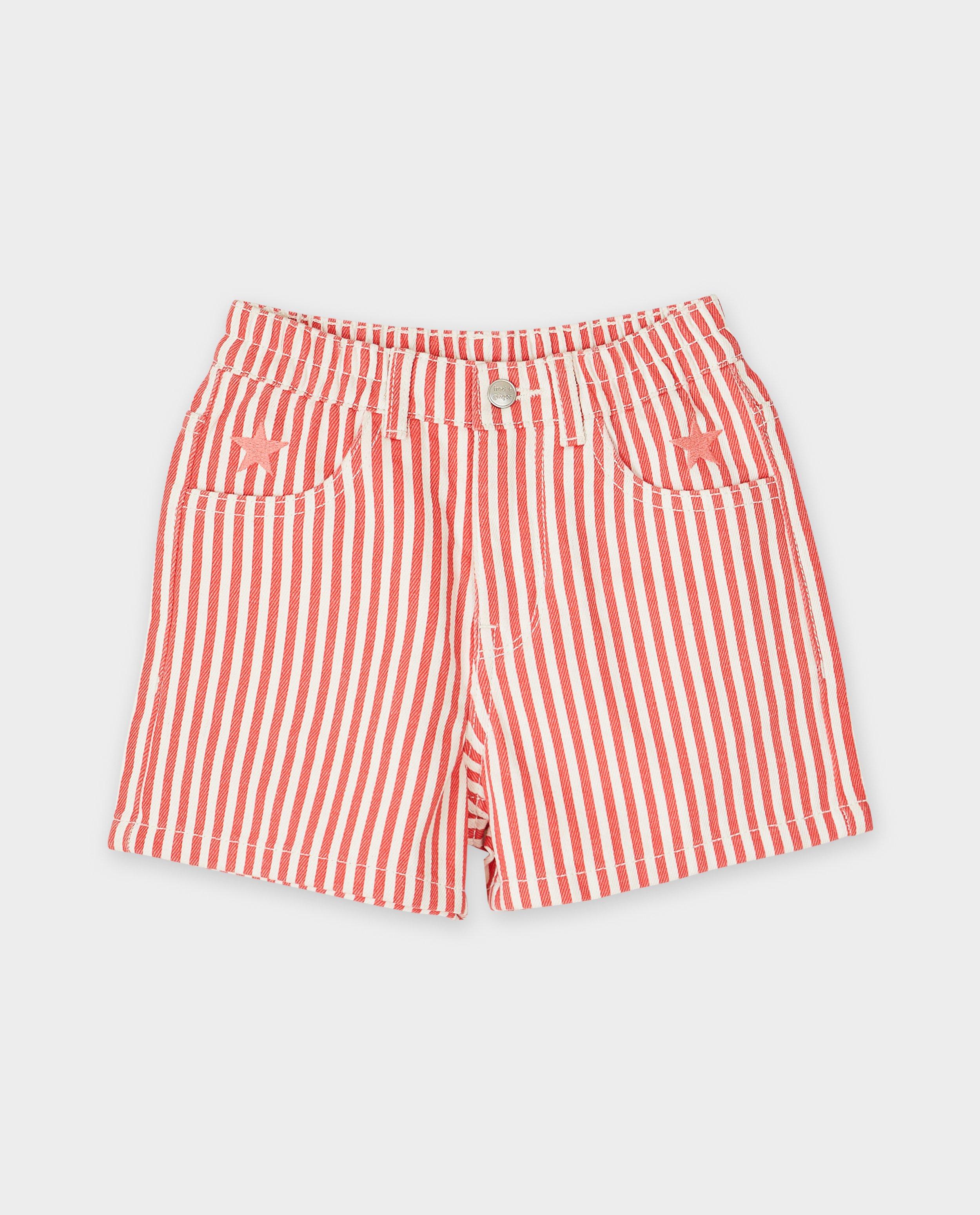 Fred + Ginger Pantaloni scurți cu dungi, 92-134 roșu închis