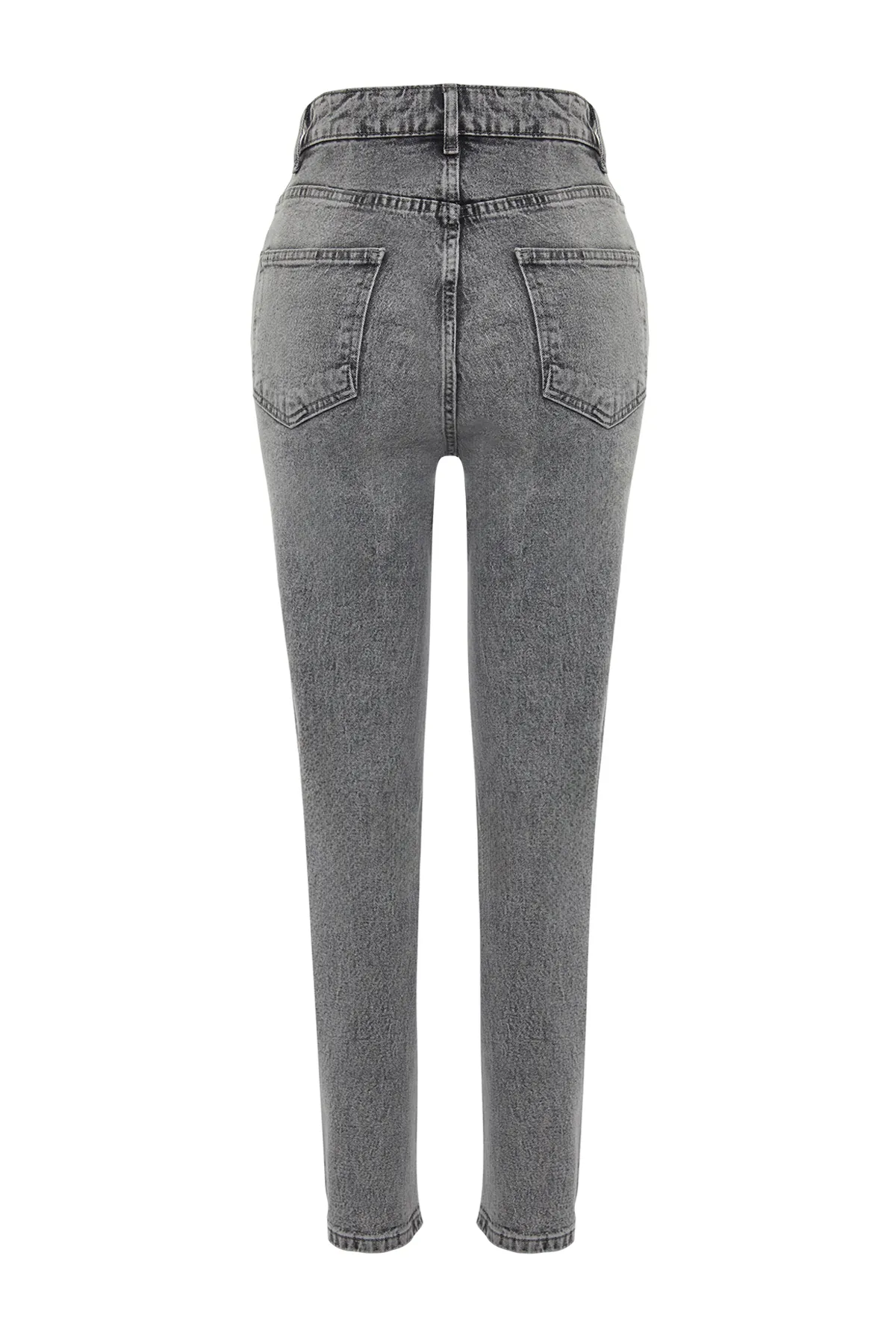 Trendyol Collection  Anthrazitfarbene Slim-Mom-Jeans mit hoher Taille TWOSS24JE00039