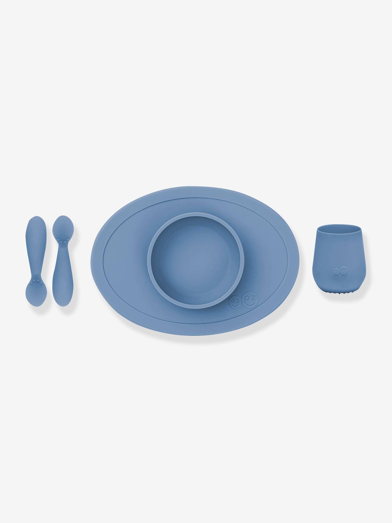 Coffret-repas 4 pièces EZPZ First food set en silicone rose