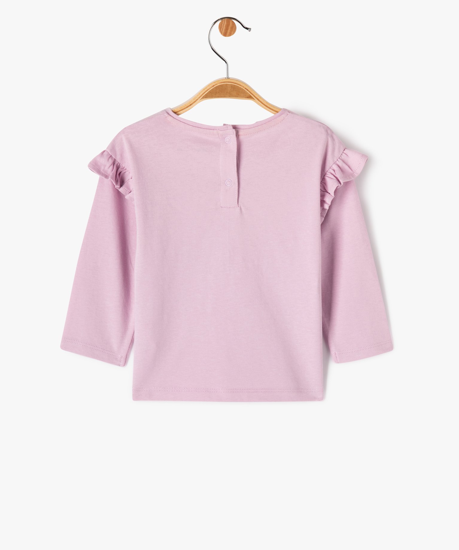 Tee-shirt manches longues à volant bébé fille violet clair | GEMO