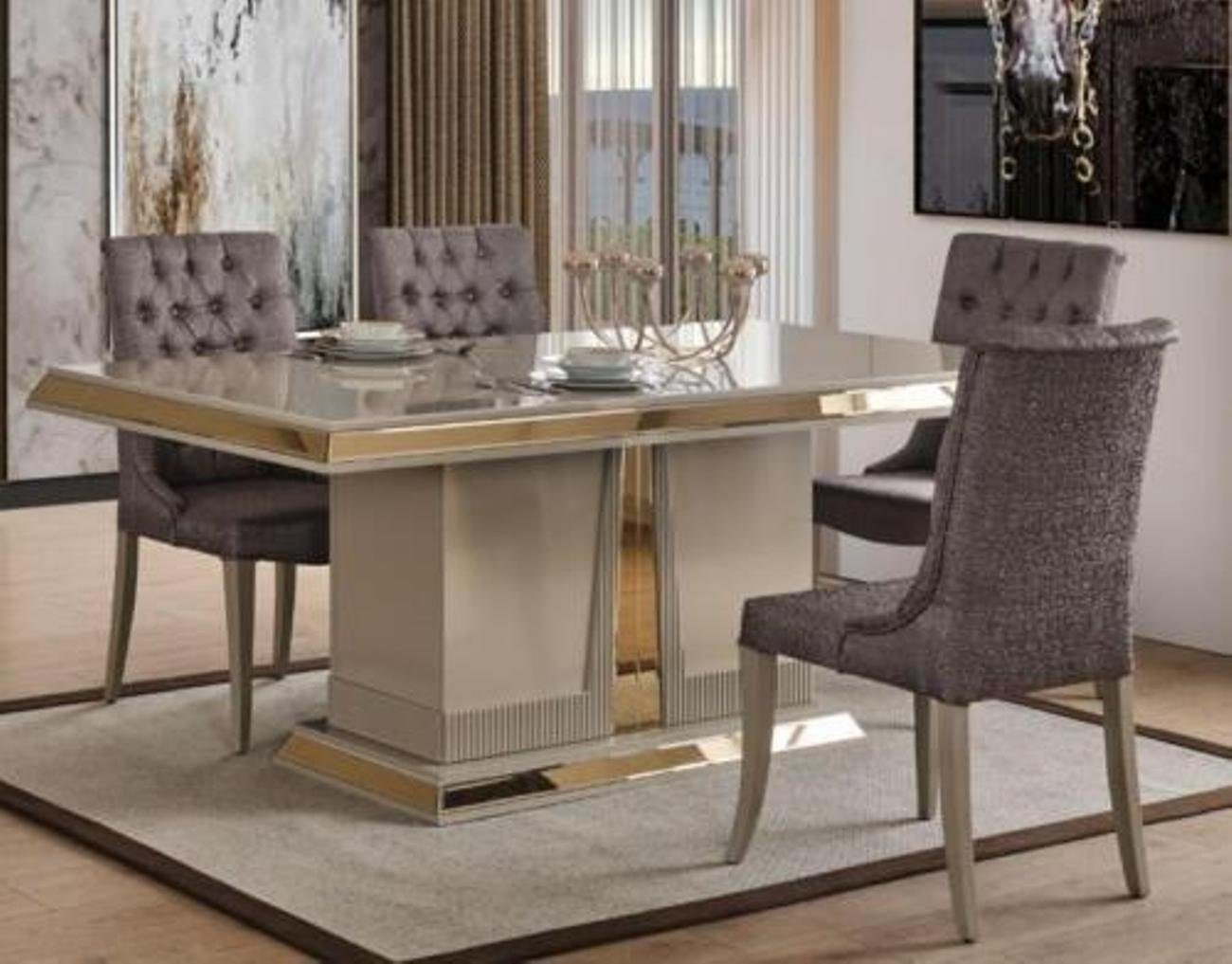 JVmoebel Esszimmer-Set Esszimmer Gruppe Garnitur Sets Esstisch Stühle Grau Holz Set 7tlg, (7-St., 1x Tisch + 6x Stühle), Made in Europa