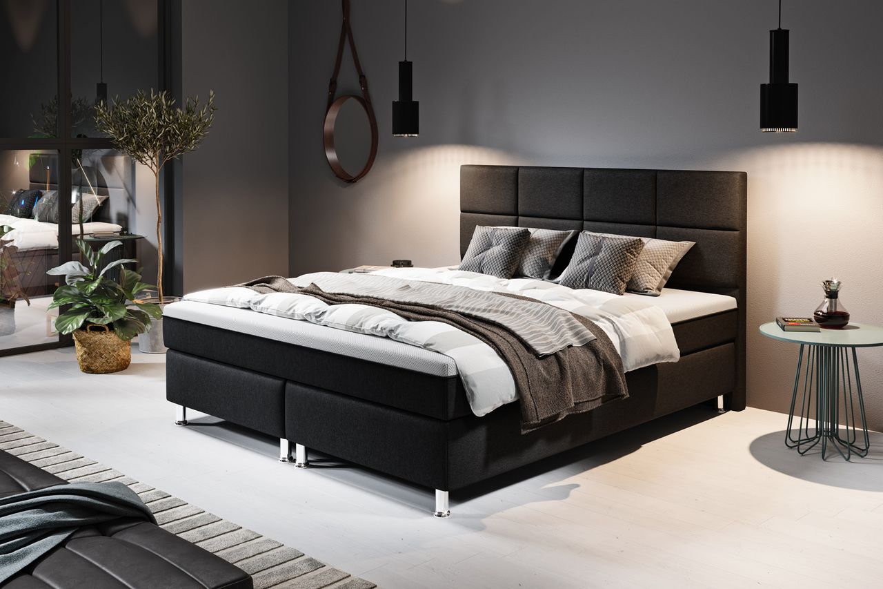 IHG Boxspringbett ROTTERDAM PLUS 180x200, Schwarz