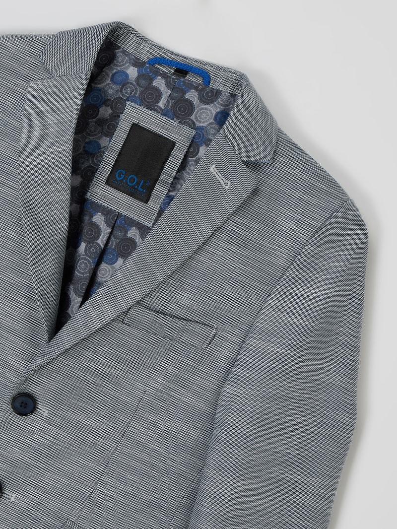 Slim Fit 2-Knopf-Sakko mit Stretch-Anteil in blau meliert