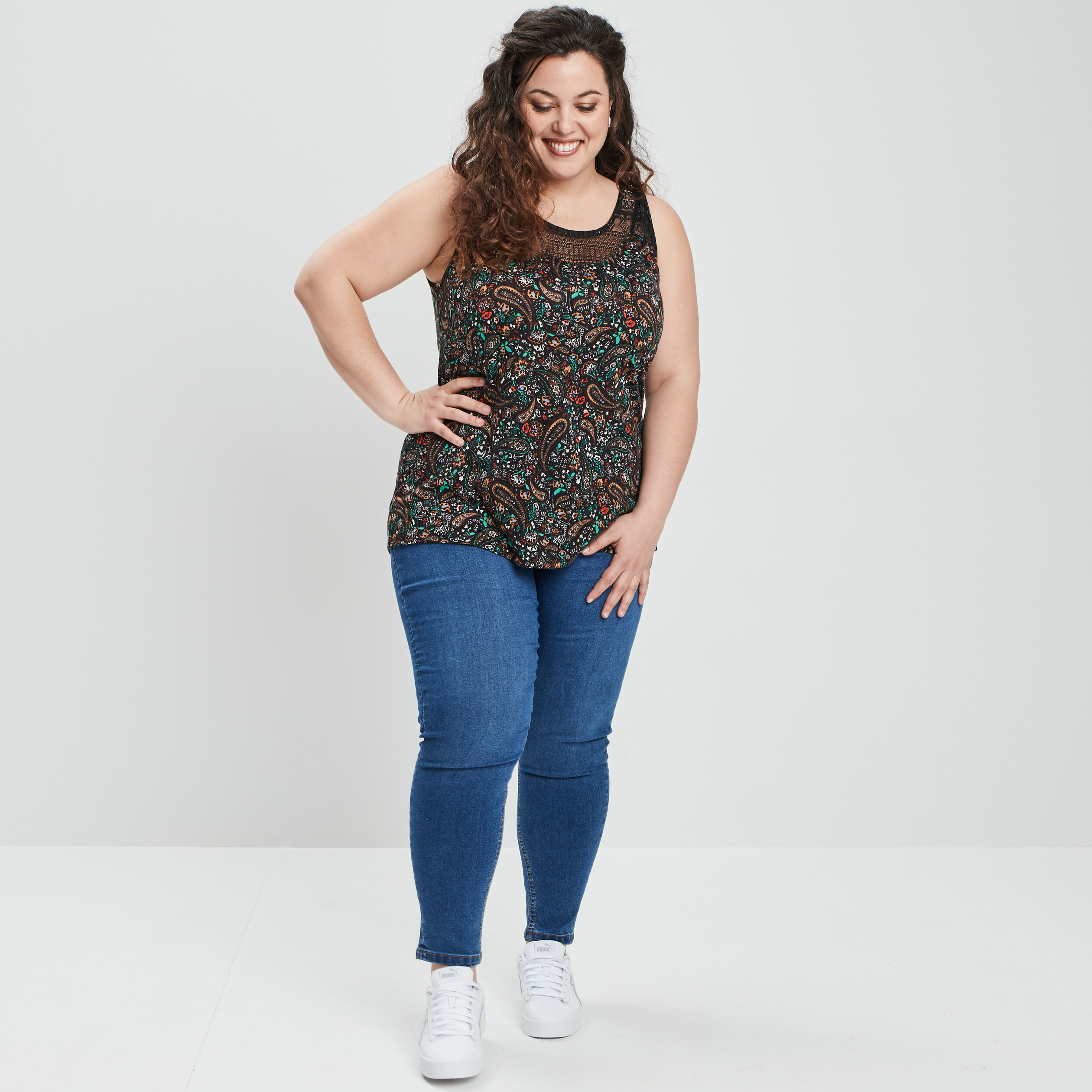Pantalon jegging denim double stone femme grande taille | La Halle