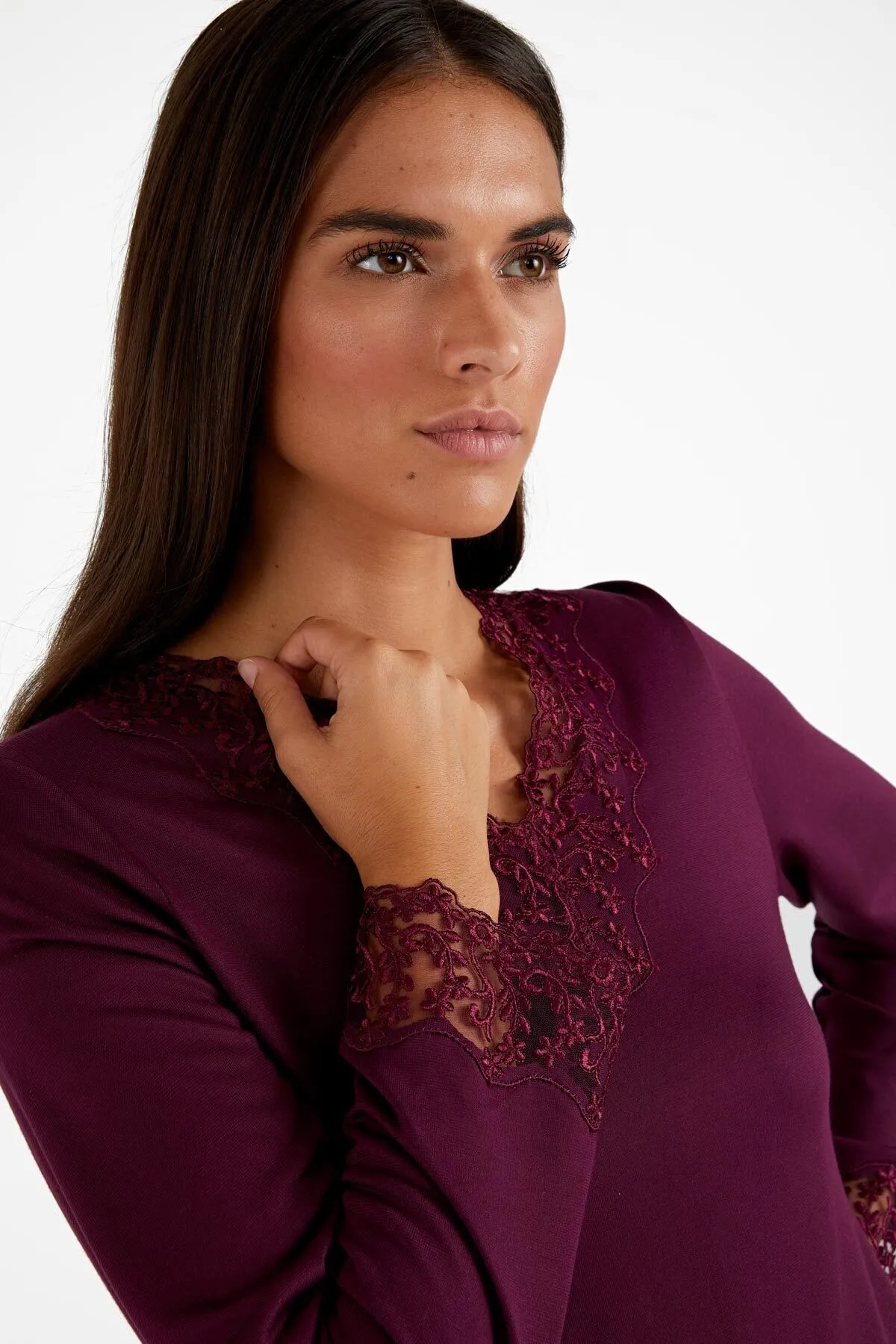 AYYILDIZ  4005 Pflaumenpyjama-Set