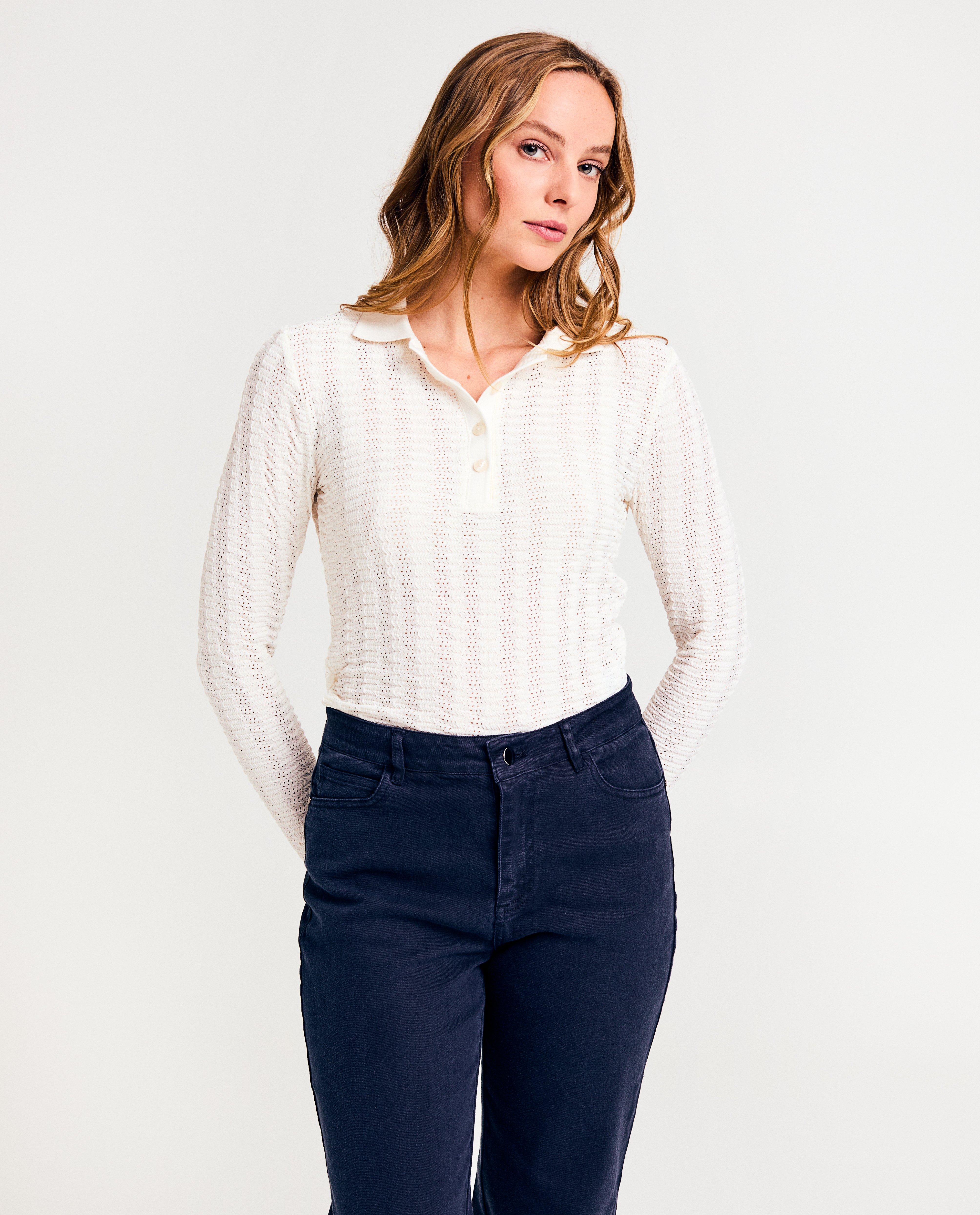 Pulover Saint Tropez cu broderie albă