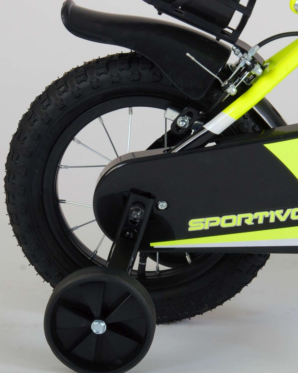 Volare Sportivo Kinderfahrrad - Jungen - 12 Zoll - Neon Gelb Schwarz 95% zusammengebaut