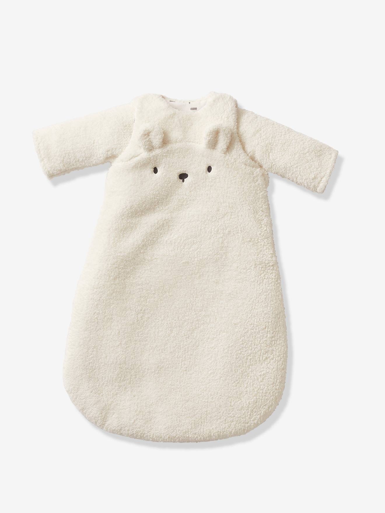 Vertbaudet Baby Winterschlafsack GRÜNER WALD, Ärmel abnehmbar Oeko Tex - braun/bär