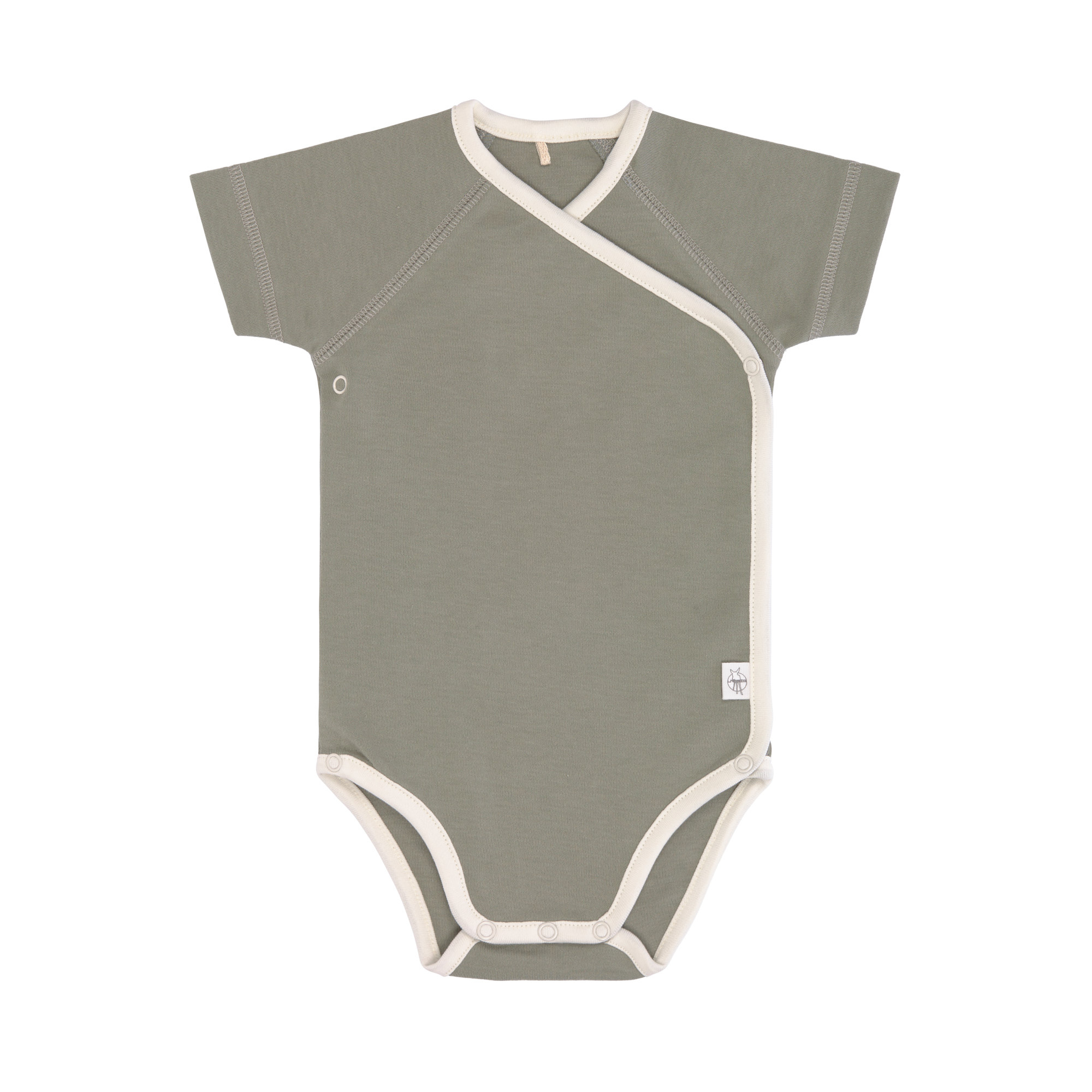 Baby Wickelbody (2er Set) kurzarm - Bio Baumwolle, Rosa Oliv