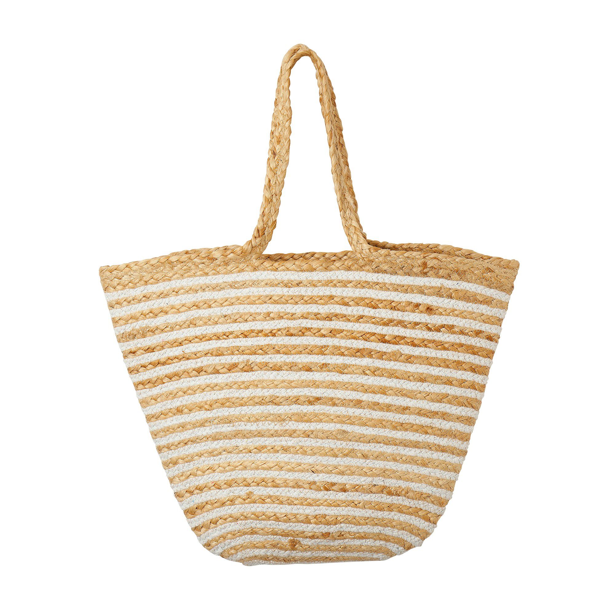 Sac shopper rayé jute et coton